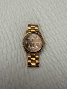 Michael Kors Rose Gold Crystal Logo Bracelet Watch